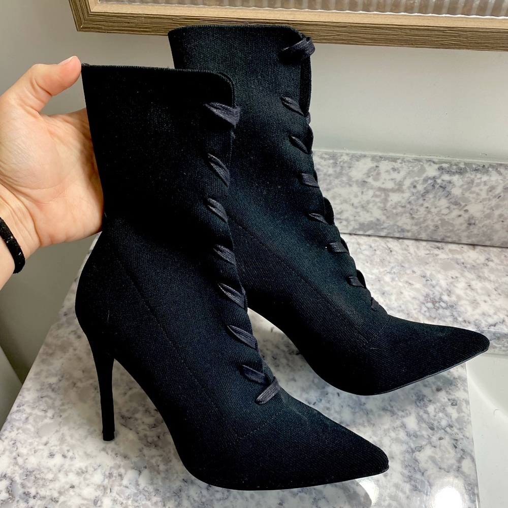 Lace up stiletto booties